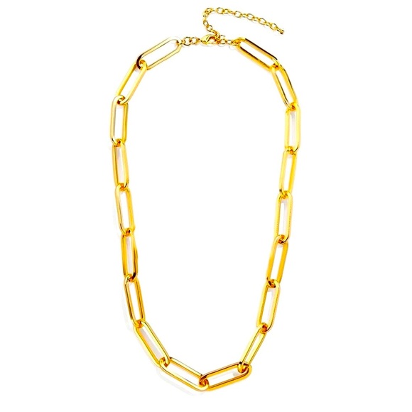 🍋2/$30 New Gold Paperclip Link Necklace - Picture 3 of 4